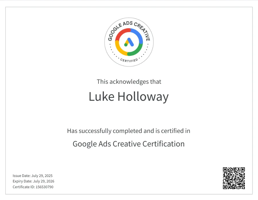 Google Ads Creative certificate